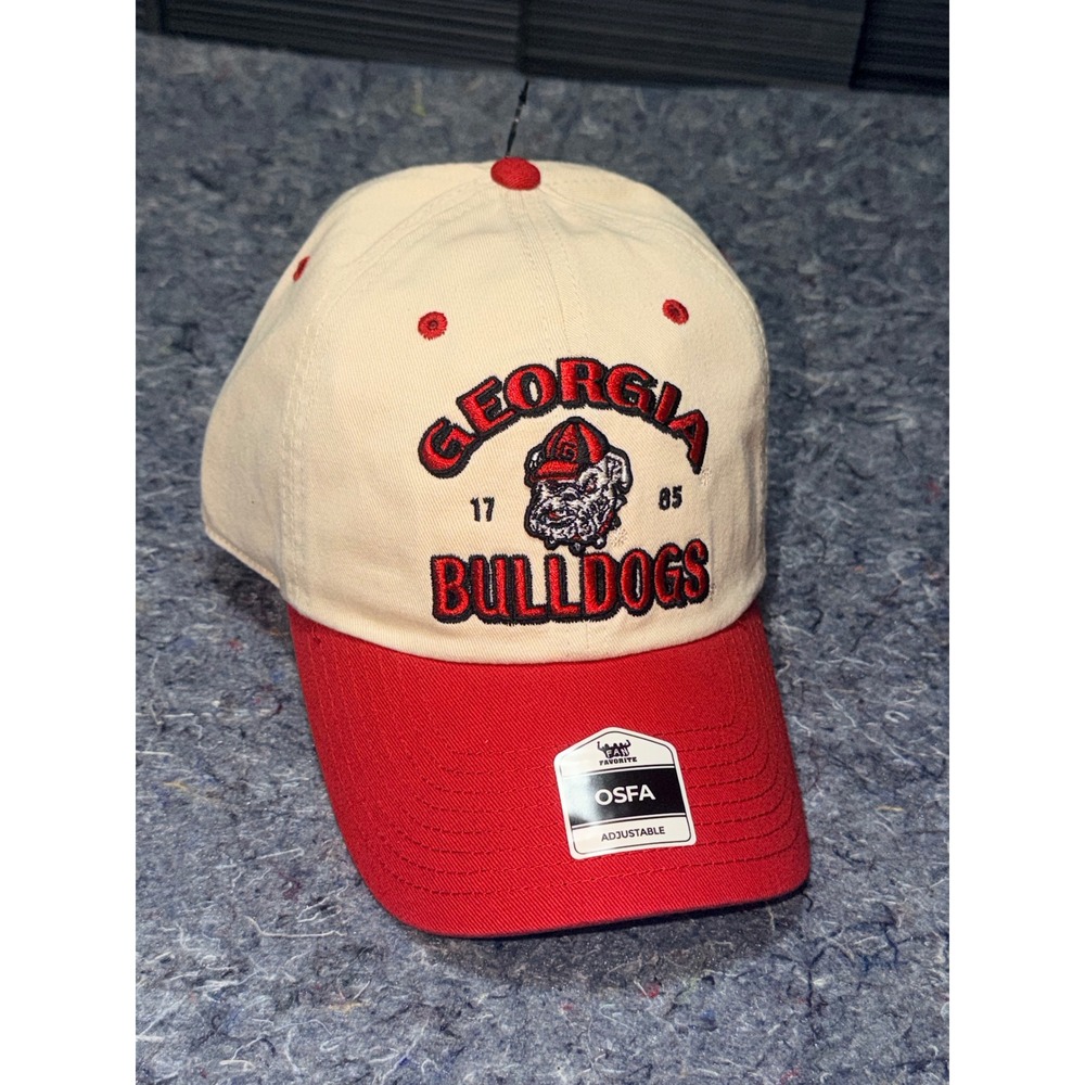 Fan Favorite Georgia Bulldogs Hat Cream Red UGA Adjustable NCAA Cap NWT